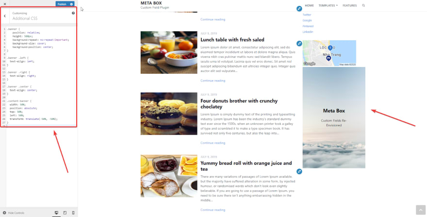 Style the image of the banner created with Meta Box plugin