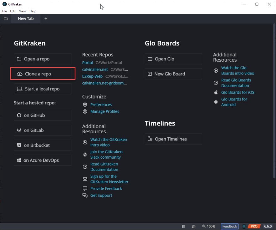 difference between clone repo and init repo in gitkraken
