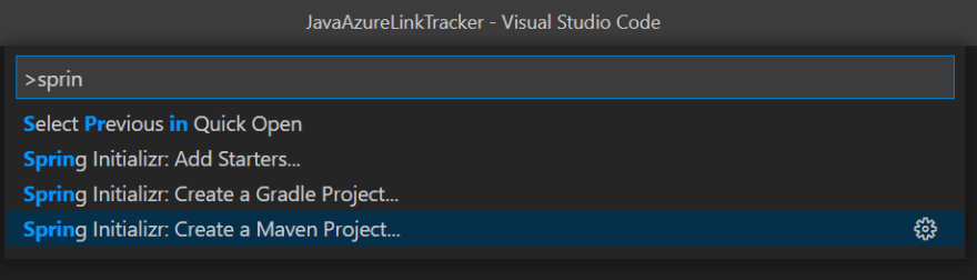 Spring Initialzr extension in VS Code.