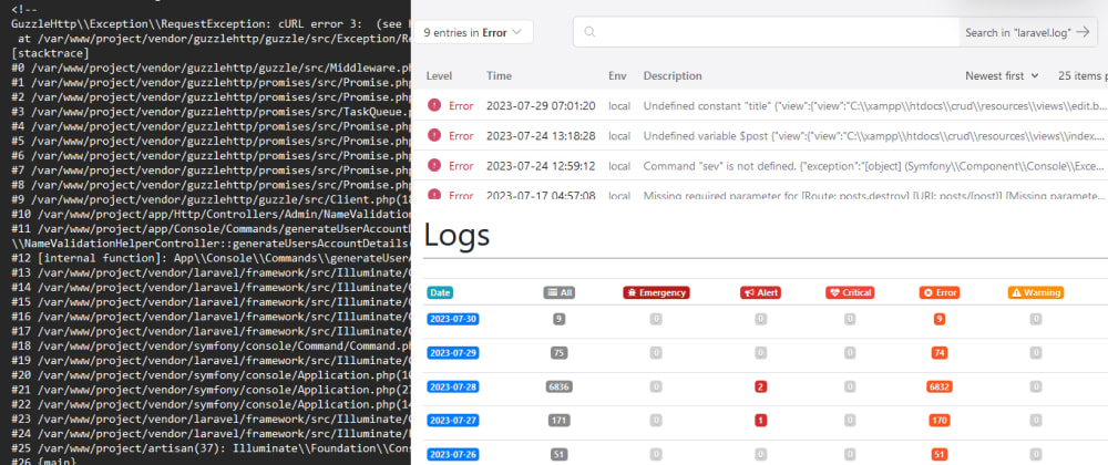 Laravel Errors Monitoring & Reporting