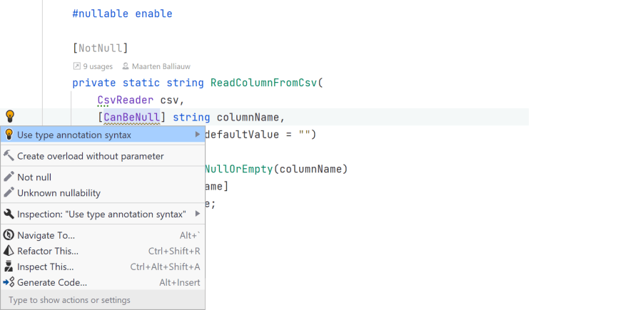 Use type annotation syntax