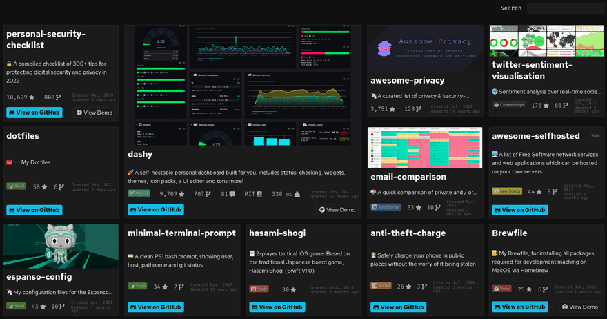 Projects Page