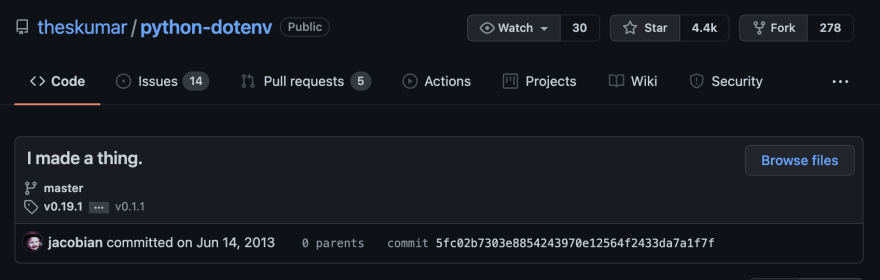 Python dotenv first commit - June 2013