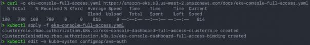 apply eks console full access configmap