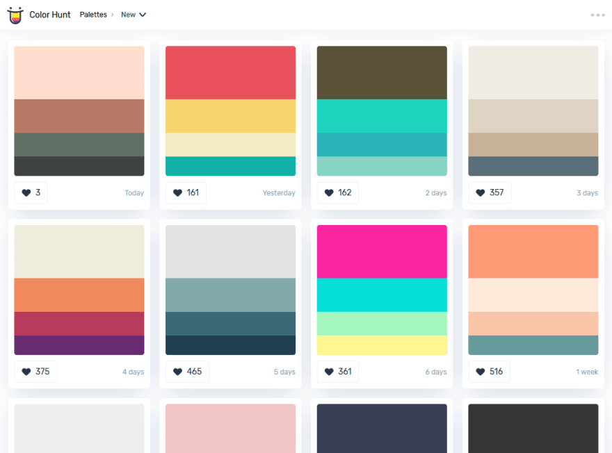 Color Palettes in Color Hunt