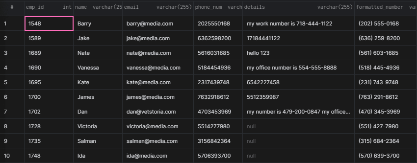 Arctype showing query results.