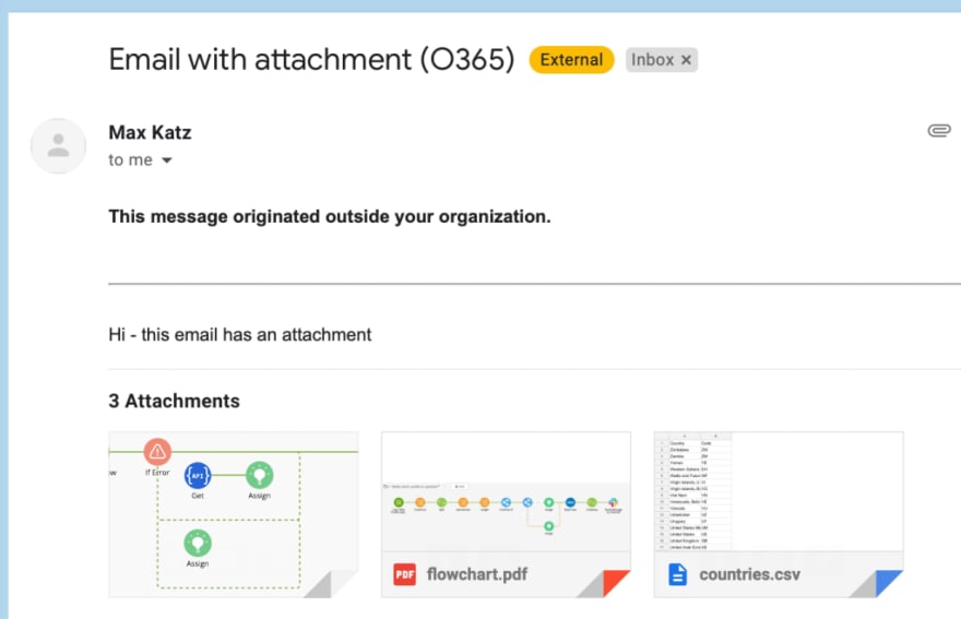 Email with multiple attachments