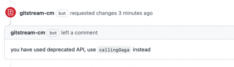 gitStream notifying of a depreciated API