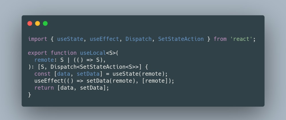 Cover image for useLocal: the useState hook for a properly-synced state