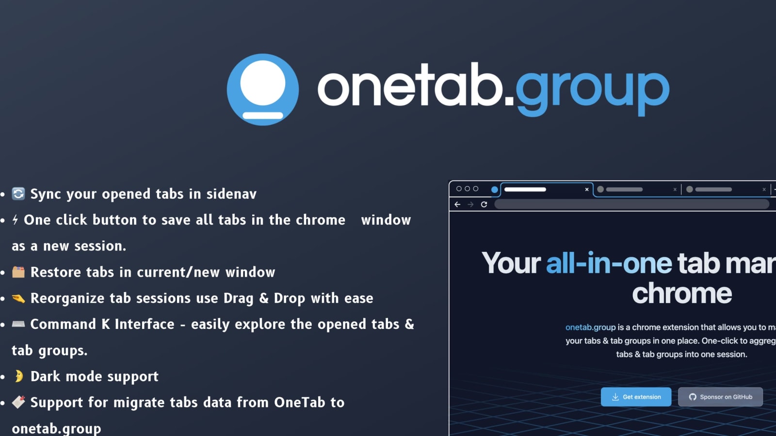 OneTab Extension is not fully functional