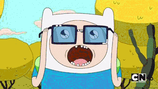 Finn the Human from Adventure Time thinking incredibly hard... as we zoom into his face, we dive down to the molecular level and see thoughts forming chemically.