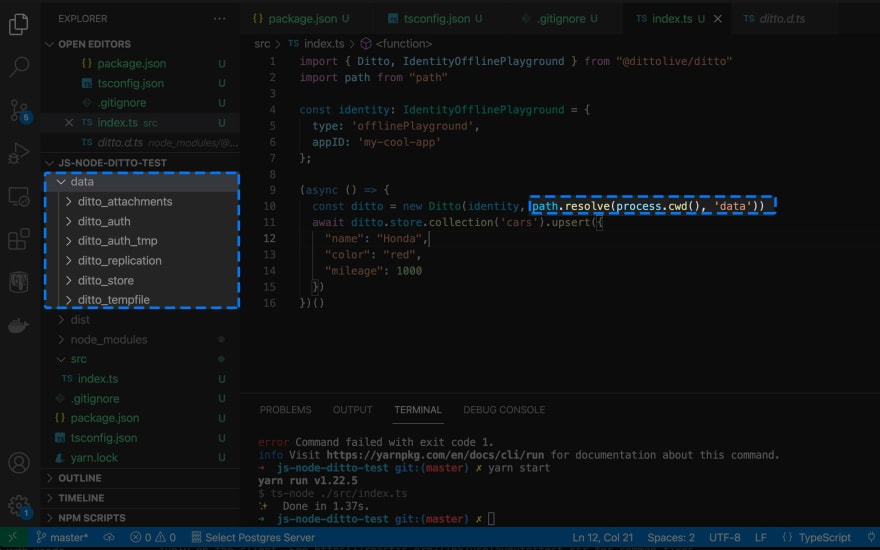 NodeJS with Ditto Files