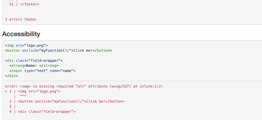 Html Validate usage WCAG