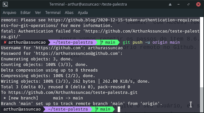 Github - Envio de commit com access token