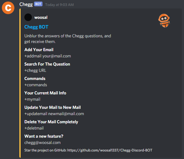 Chegg Bot Discord Dev Community