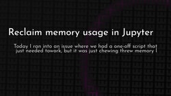 article cover for <br>
 Reclaim memory usage in Jupyter<br>

