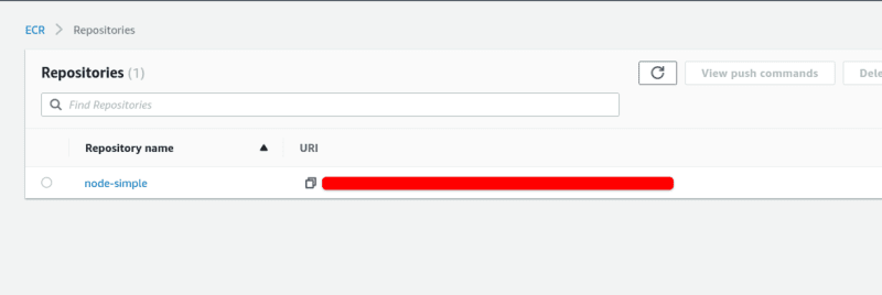 My node app repository on ECR