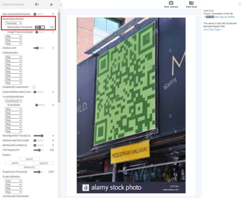 QR perspective threshold