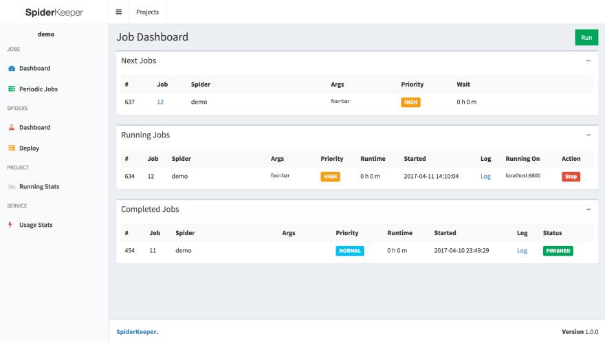 SpiderKeeper Dashboard
