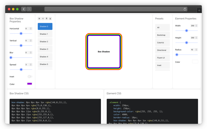 CSS Box Shadow Preset là công cụ tuyệt vời cho những nhà thiết kế web. Nó giúp bạn dễ dàng tùy chỉnh tất cả các hiệu ứng box-shadow trong CSS. Thậm chí bạn còn có thể tạo ra những hiệu ứng đẹp hơn và tốt hơn với đơn giản một vài thao tác nhấp chuột.