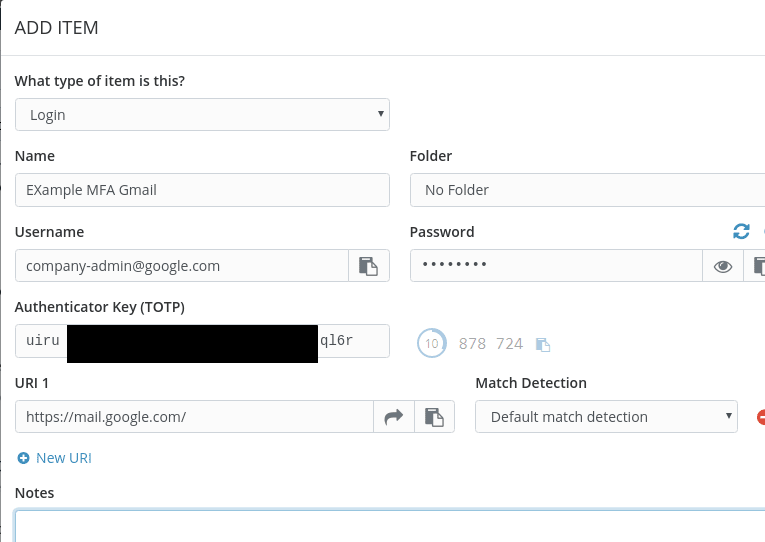 bitwarden authenticator key