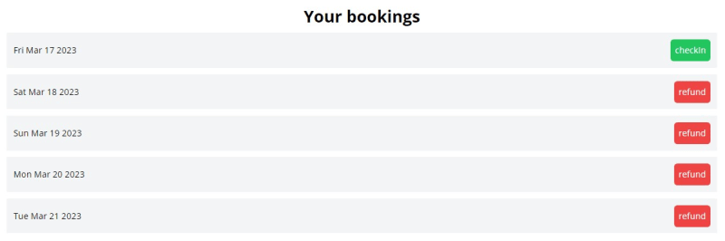 Bookings Page