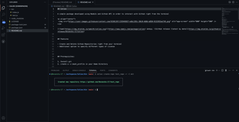 Creating a Repository with Readme file and a License