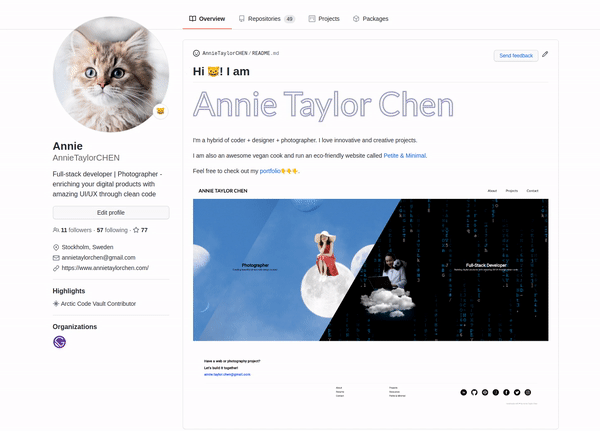 annie taylor chen github readme profile