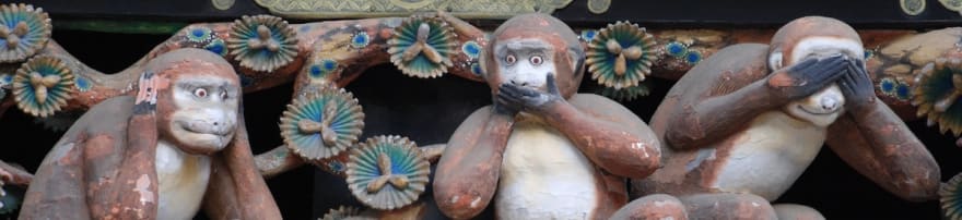 photo of "three wise monkeys" sculpture