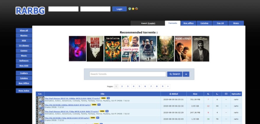 site torrent web templates