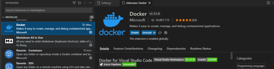 VSCode Docker extension