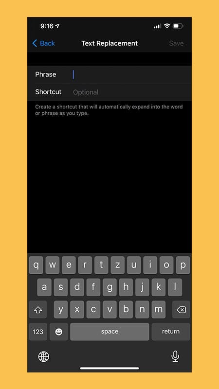 How to set up Text Replacements