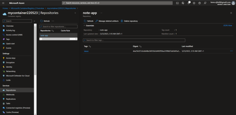 image on azure portal