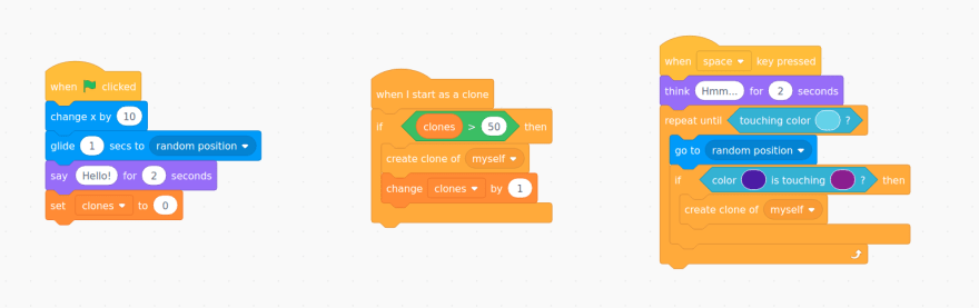 Some example code in Scratch