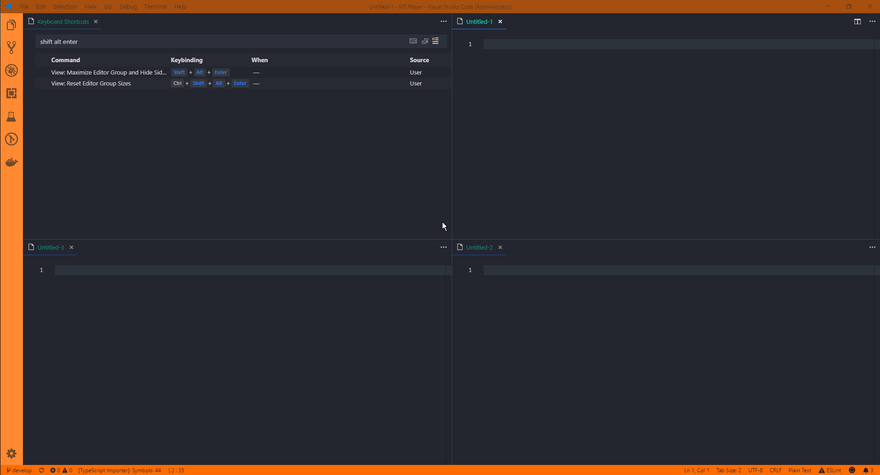Maximized editor group