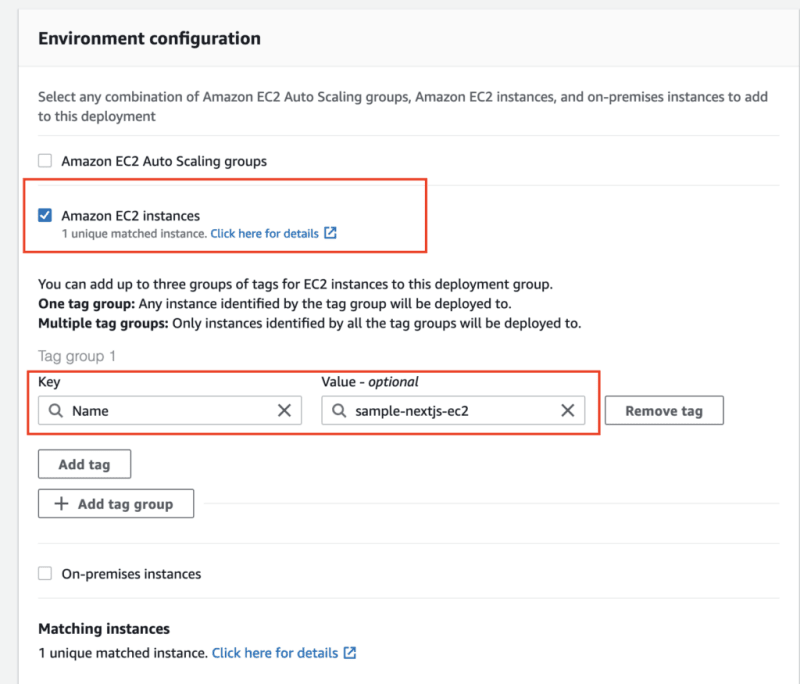 Code Deployment Group Environment configuration