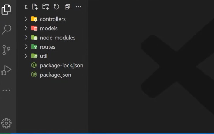 controller, routes, model, util folder, a node_modules and package.json file, package-lock.json file