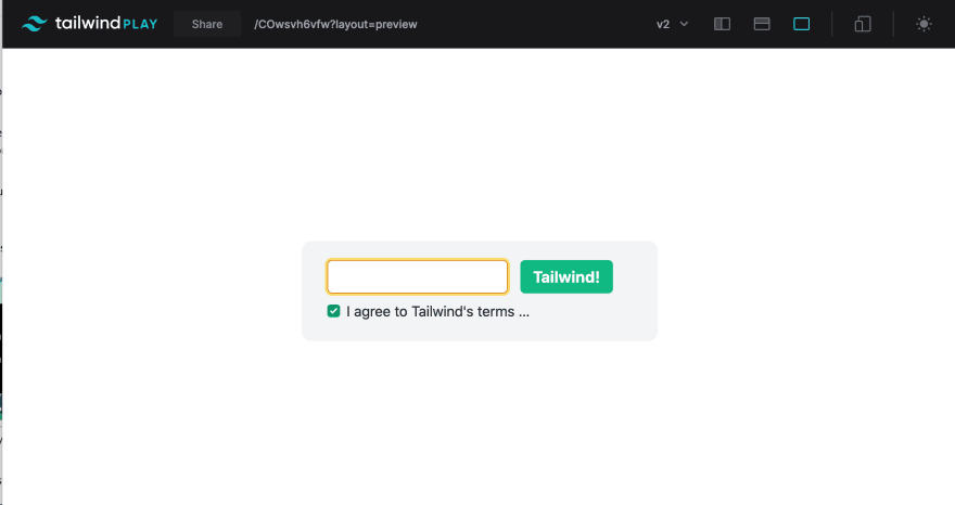 Utilities example on Tailwind Play