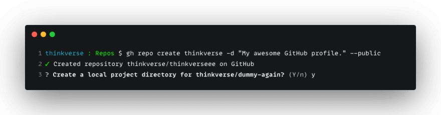 Creating a repo using the GitHub command line tool