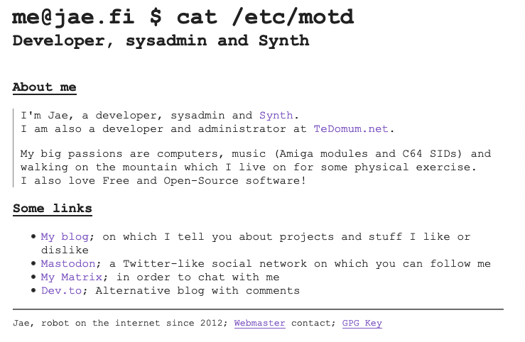 Light theme of the website