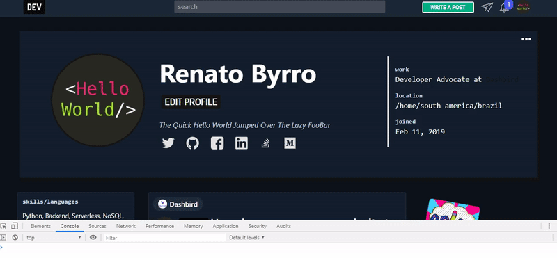 document.designMode in action on Dev.to