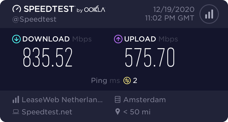 speedtest results as image
