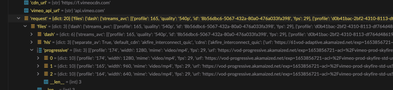 Target field inside video config dictionary