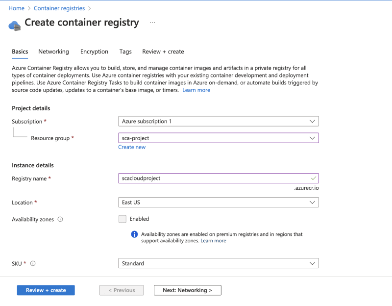 Create Container Registry