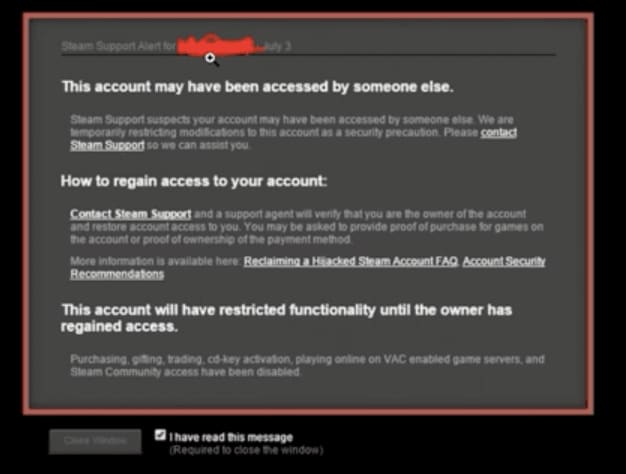 Steam Accounts Hacked