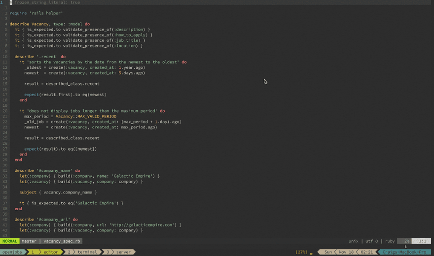 open emacs in terminal mac for ruby file