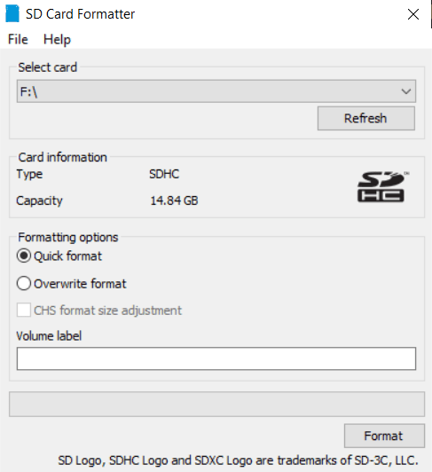 SD card formatter tool