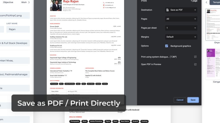 Save as PDF or Print Directly