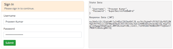 Sign-In Form With Generated JWT