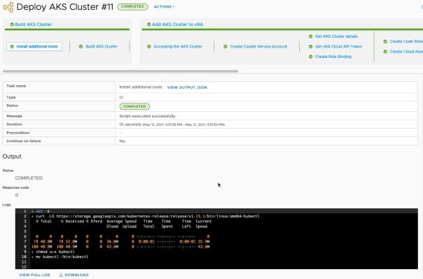 vRA AKS TMC - Code Stream - Run Pipeline - Execution